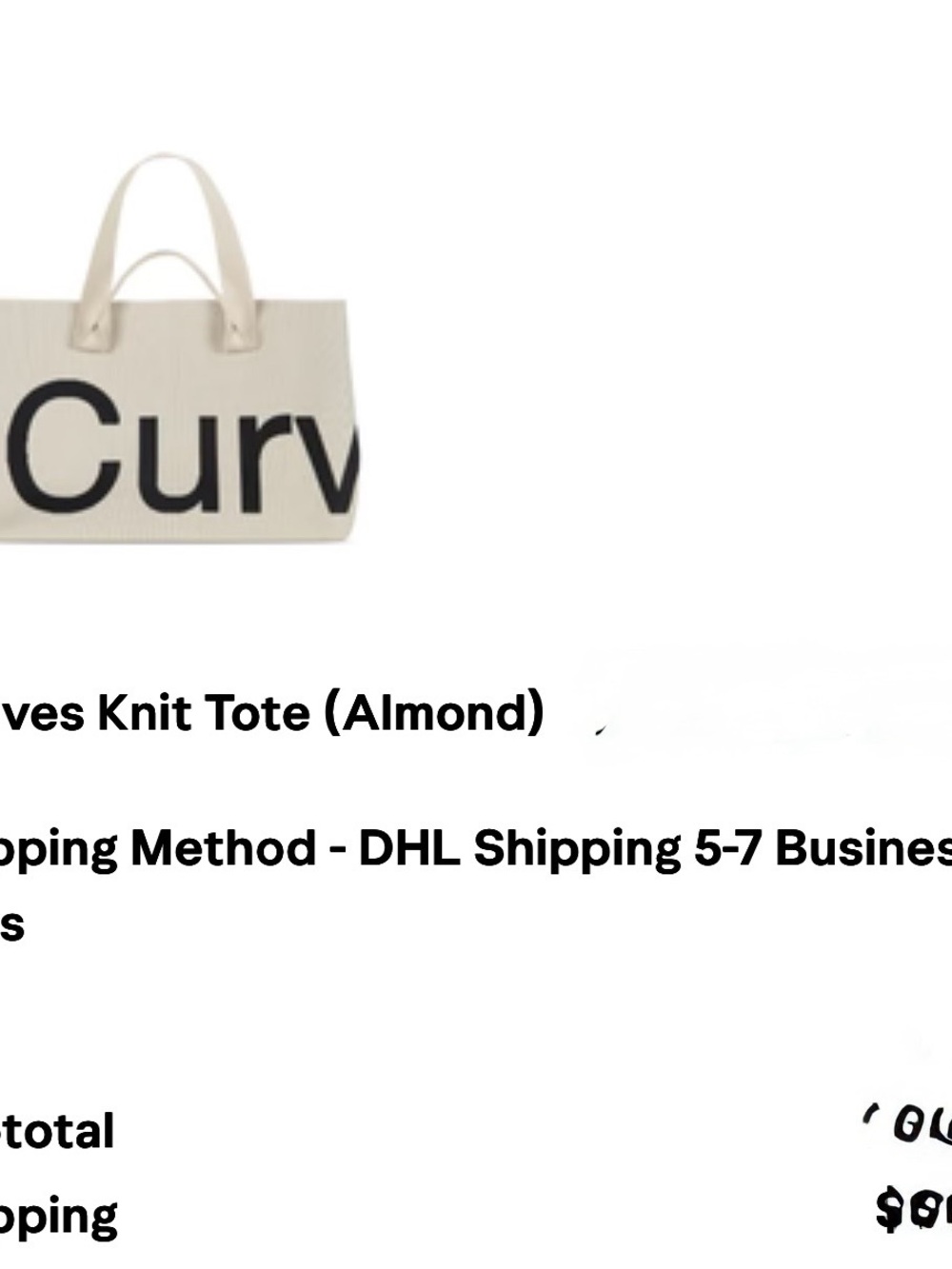 Sean Brown Curves Knit Tote Bag in Almond with Black Lettering - Picture 6 of 6